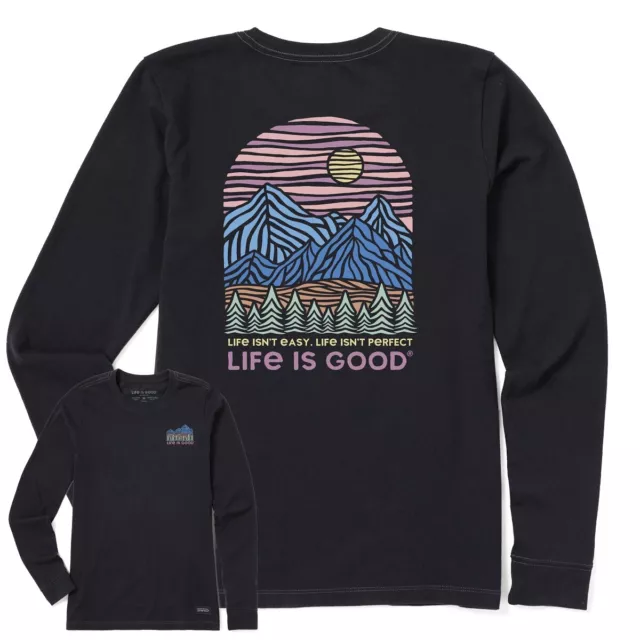 Life is Good. Women's Life Isn't Easy LS Crusher-Lite Tee, Jet Black