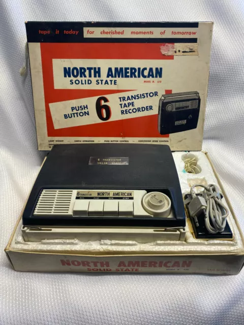 Vtg North American Solid State 6 Transistor Tape Recorder Model N-678 In Box