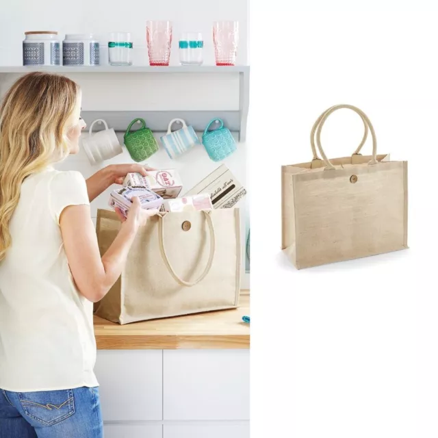 Westford Mill Juco Shopper Jute Tasche (W447) - Damen Zuhause wiederverwendbare Einkaufstasche