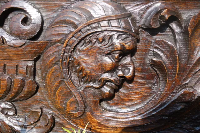 19C English Castle Gothic Carved Oak Demon/Gargoyle/Griffin/Dragon/Cherub/Mask