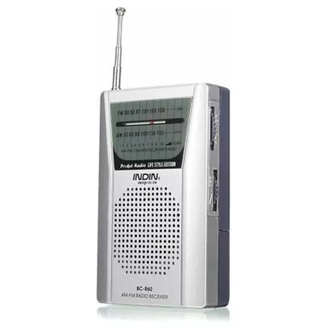 Miniature AM FM Pocket Radio with Detachable Belt Clip and Retractable Antenna