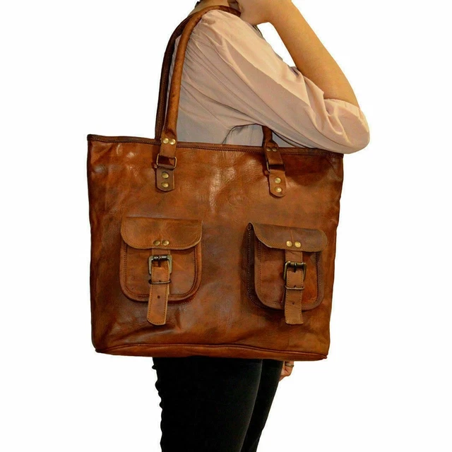Artisanal Femmes Cuir Véritable Sac à Main Marron Sac Bandoulière Messager Sac