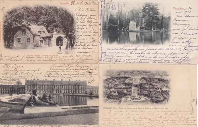 Lot de 4 cartes postales anciennes postcards VERSAILLES timbrée MOUCHON 1903