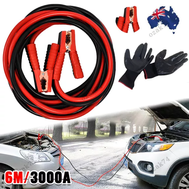 6M 3000AMP Heavy Duty Jump Leads Starter Jumper Booster Battery Cable Car Van AU