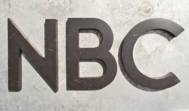 Vintage Nbc Cast Aluminum Metal Sign Letter Lot Industrial Marquee Color Tv Old