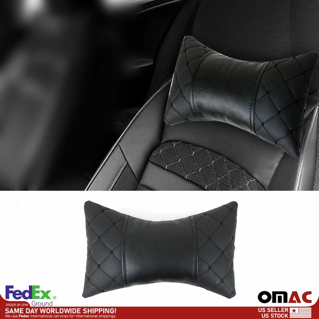 1x Car Seat Neck Pillow Head Shoulder Rest Pad PU Leather Black