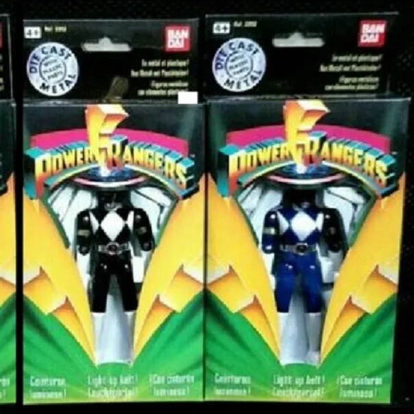 Rare 1993 Vintage Bandai Power Rangers Die Cast Metal  Figure  Black Blue Set