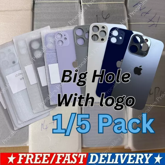 Big Hole Back Glass Replacement Rear Cover Lot For iPhone 15 14 13 12 11 XS XR 8