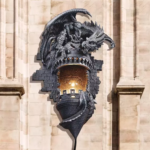 Design Toscano Dragon's Castle Lair Illumimated Wall Sconce