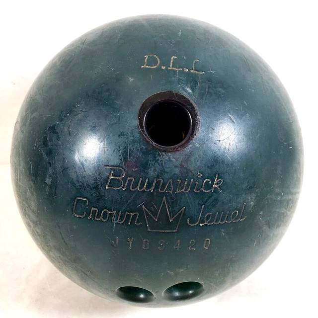 VINTAGE BRUNSWICK CROWN Jewel Bowling Ball Green D.L.L JYD3420 12lbs 2