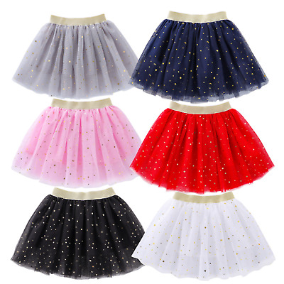 Girls Tutu Skirts 3 Layers Sequin Star Elastic Waist Ballet Dance Skirt 2-10yrs