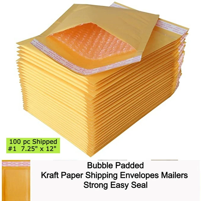 100 #1 7.25x12 Bubble Padded Kraft Paper Shipping Envelopes Mailers Strong Bags