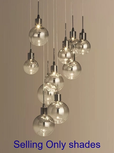£300 -John Lewis Dano LED Ombre Glass Ceiling 10 Light, Smoke - Only shades
