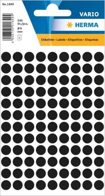 HERMA 1849 Multi-Purpose Labels/Colour Dots Round (Diameter 8 mm, 5 Sheets, Matt
