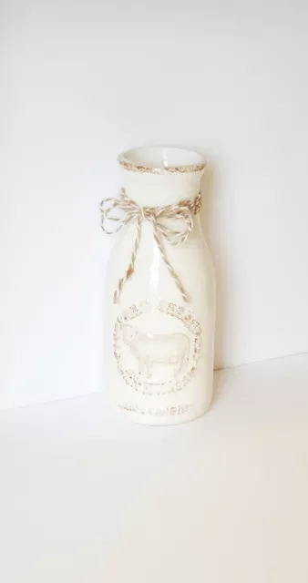 Farmhouse Distressed Floral Milk Jar, Farmhouse Embossed Vase, Farmhouse Home