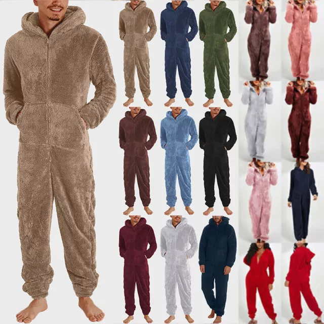 Women 1Onesie Teddy Bear Fleece Pyjamas Fluffy All In One Jumpsuit Loungewear