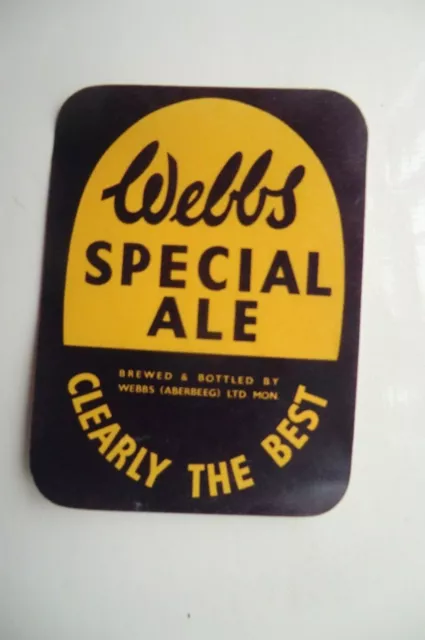 Mint Webbs Aberbeeg Special Ale Brewery Beer Bottle Label