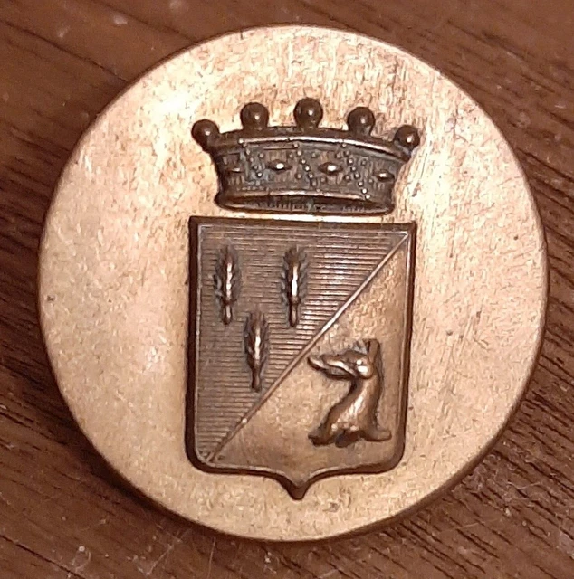 Gros Bouton 26mm – Tête De Loup – Équipage De Chasse – Vénerie – AM Et Cie Paris – Cuivre – Ancien