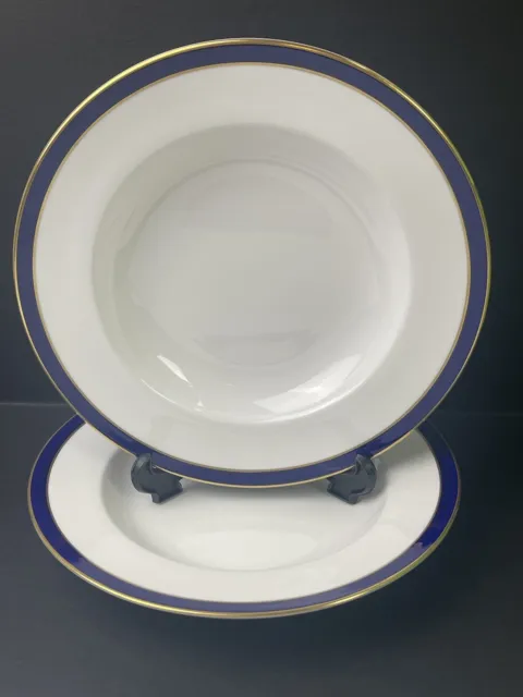 Spode Consul Cobalt Blue Gold Rim Salad /Dinner Plates 9.5” Set Of 2 EXCELLENT