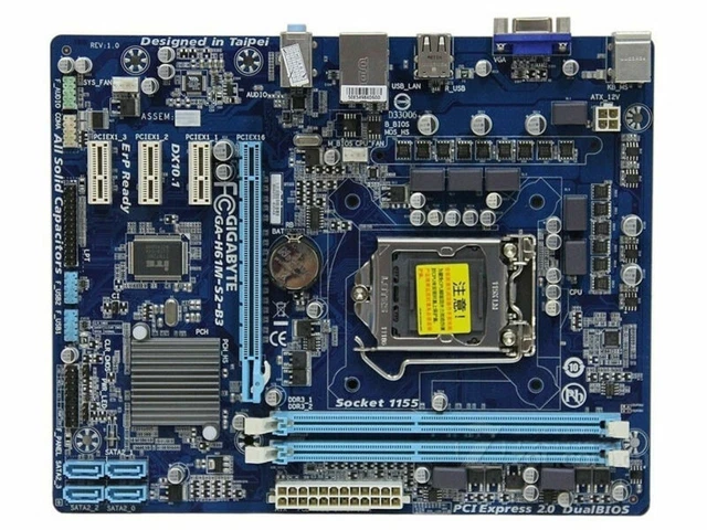 GIGABYTE GA-H61M-S2-B3 MOTHERBOARD Intel H61 LGA 1155/Socket H2 DDR3 £ ...