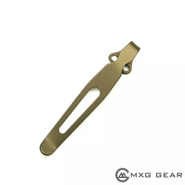 (Bronze) Titanium Deep Carry Pocket Clip Made For Spyderco Paramilitary 2 Domino