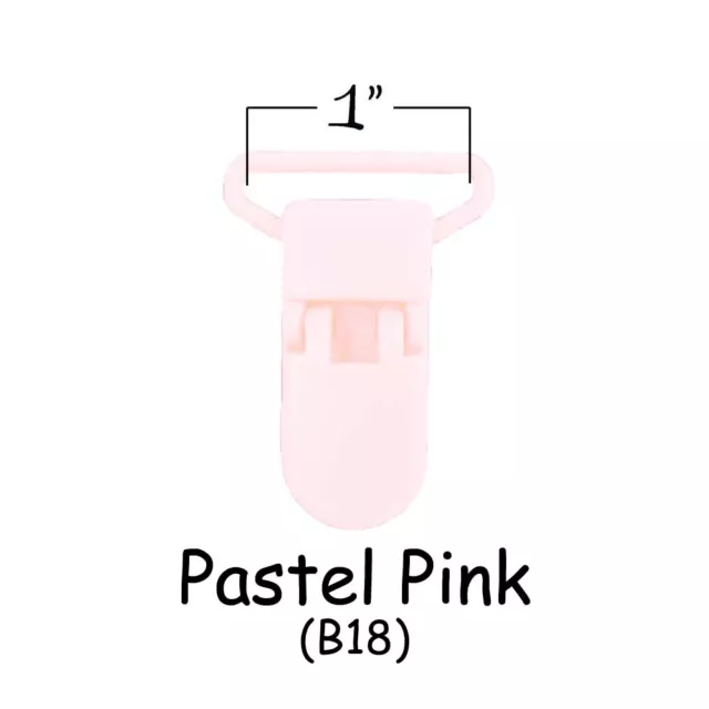 25 KAM Plastic Paci Pacifier - Suspender / Bib Holder Clips - 1" Pastel Pink