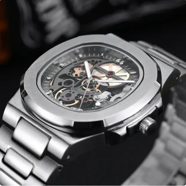 Luxury Automatic Stainless Steel Skeleton Watches For Men Tourbillon Watch Mens