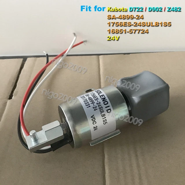 Fuel Shut Off Solenoid SA-4899-24 24V 1756ES-24SULB1S5 for Kubota D722 D902 Z482