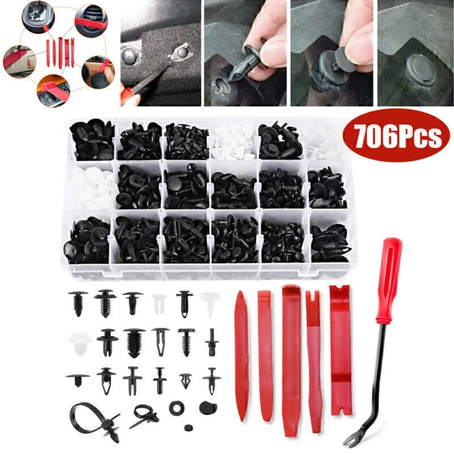 706Pcs Car Body Push Pin Fender Bumper Fasteners Rivet Clips Screwdriver Parts
