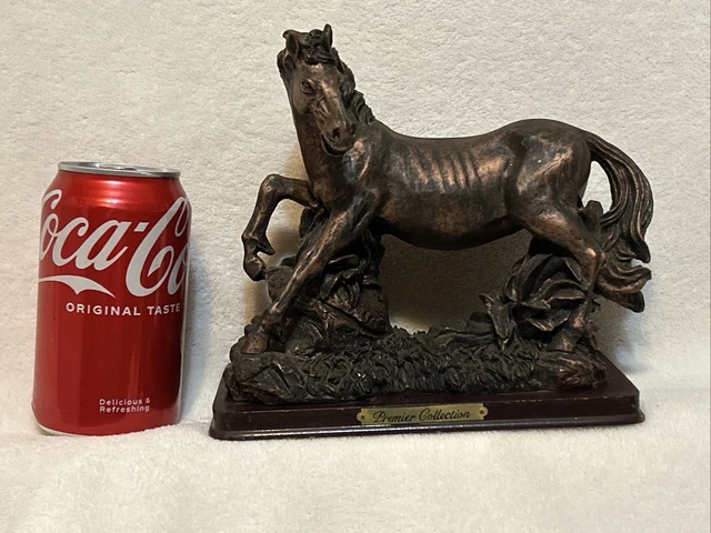 Premier Collection Wild Horse Mustang Resin Figurine Statue, Wood Base