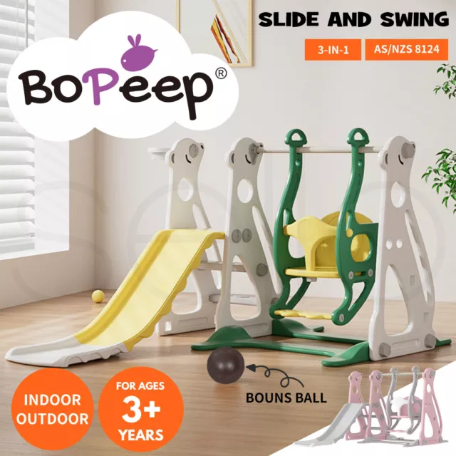 Bopeep Kids Slide Swing Basketball Ring Hoop Children Toddlers Play Toys Indoor