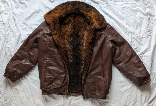 Real Genuine Leather & Fur Bomber Jacket