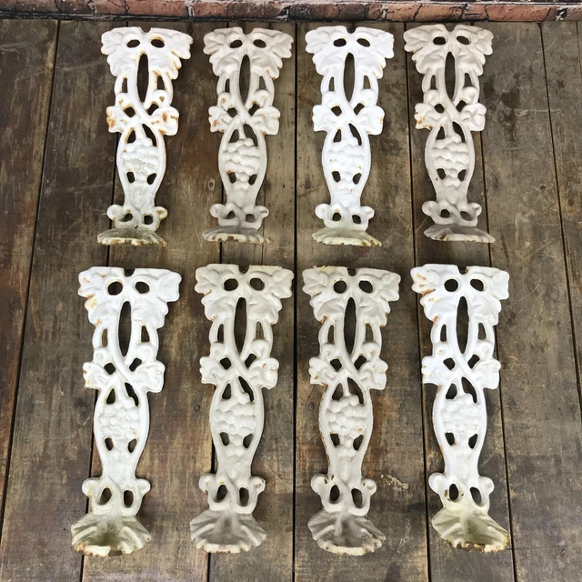 (1) Vintage Cast Iron Grape Pattern White Garden Bench / Chair Replacement Leg