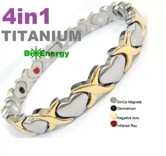 Magnétique Power Energy Santé Bracelet Bio Brassard 4in1 arthrite Acier de Titan