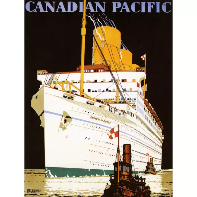 Reisetransport Schiff Liner Ozean Schlepper Boottrichter Kanada Fine Kunst Druck Poster 3