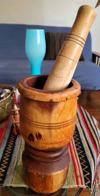 Vintage Wooden Mortar and Pestle-Art of Apothecary, Spices, Herbs & Incense.