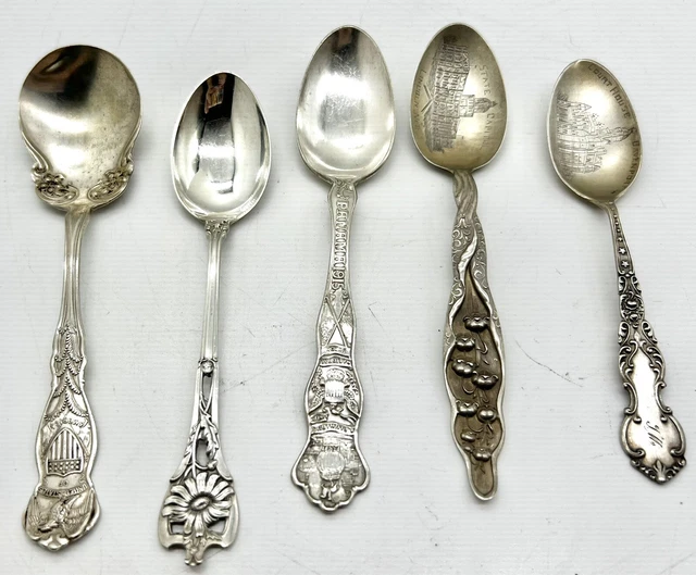 Antique Sterling Souvenir Spoon Lot Nebraska Iowa 104g