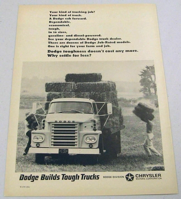 1966 Print Ad Dodge Job-Rated Trucks Bales of Hay Loaded on Farm