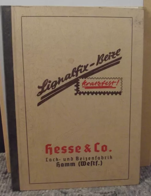 Buch, Beizkarte, Hesse & Co. Lignalfix-Beizen, mit 16 Holzmusterkarten