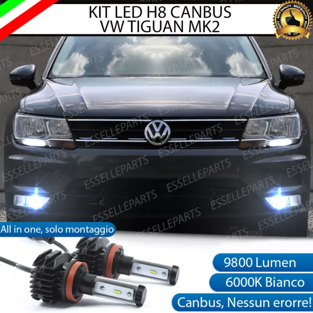 Kit Led Lampade H8 6000K Bianco 9800 Lumen Fendinebbia Volkswagen Tiguan Ii 2