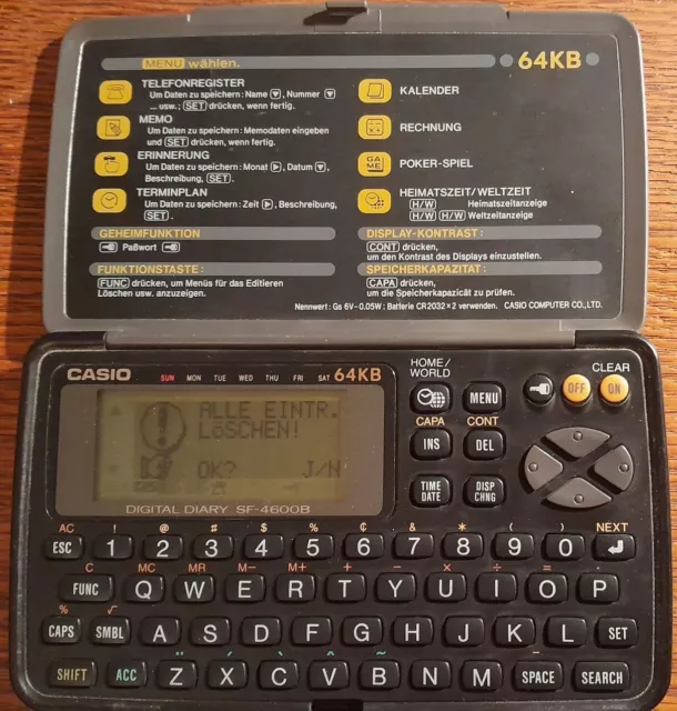 Casio Digital Diary 64KB SF 4600B, gut erhalten, funtionstüchtig, ohne Batterien