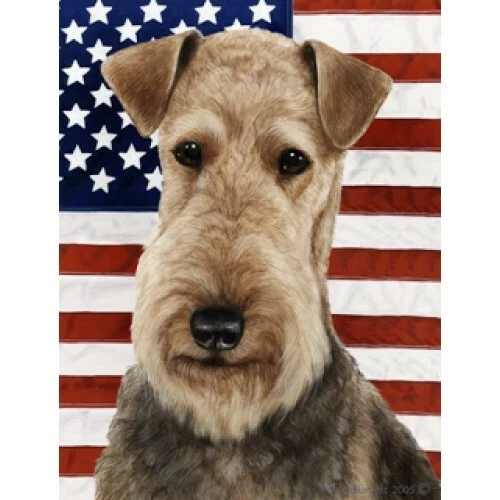 Patriotic (D2) House Flag - Airedale Terrier 32027
