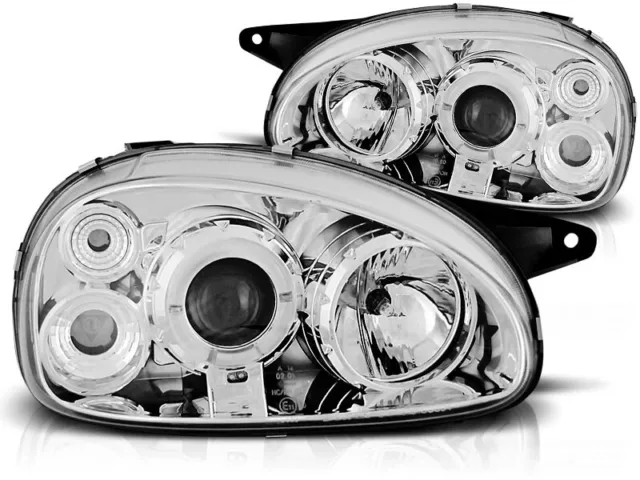 Angel Eyes Scheinwerfer Set für Opel Corsa B BJ 02/93-10/00 Klar Chrom