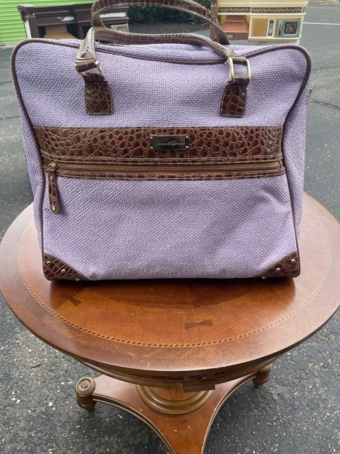 Samantha Brown NWOT LT Purple & Brn Croc-Embossed Travel Weekender OvernighT Bag