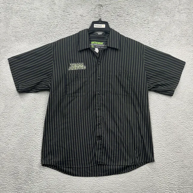 Arctic Cat Arctic Wear Men Size XL Short Sleeve Button Black Embroidered Shirt