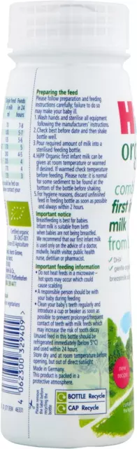 HiPP Organic 1 First Infant Baby Milk Ready to Feed Liquid Formula, From Birth, 2