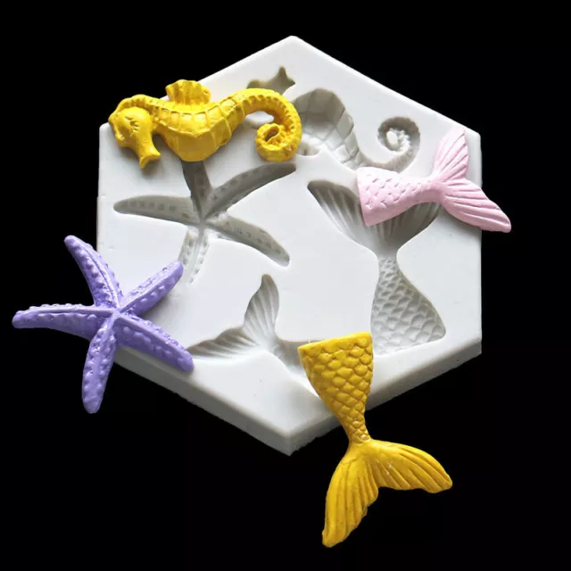 Mermaid Starfish Seahorse Shaped Silicone Fondant Cake Decorating Resin MAGTM Sb