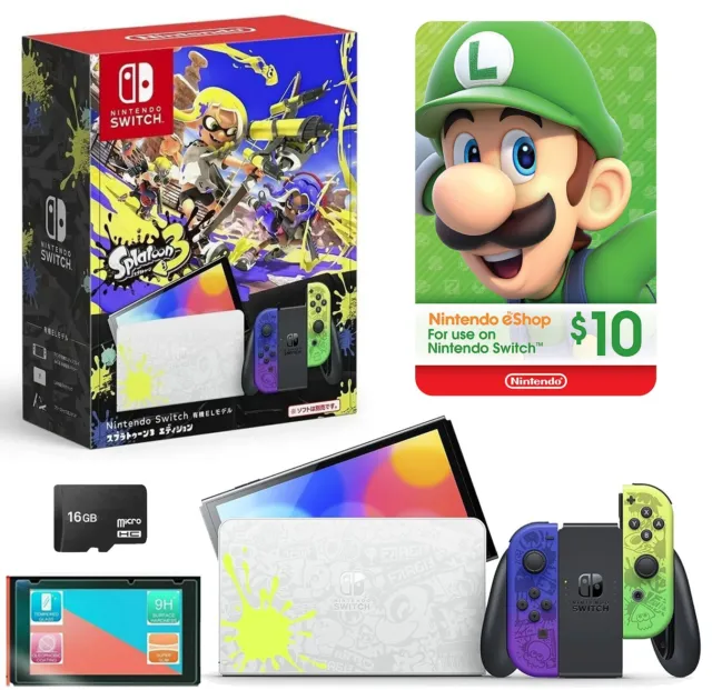 NEW Nintendo Switch OLED Splatoon 3 Limited Edition Console + Big Gamer Bundle