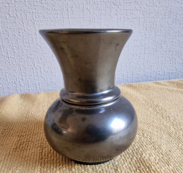 PRINKNASH small ceramic vase, pewter gunmetal grey glaze 2