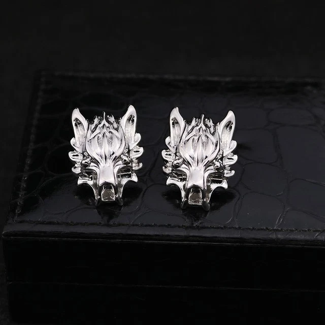 Chain Wolf Pin Brooches-Wolf Head suit Brooch Collar Decorated Shirt Accessories
